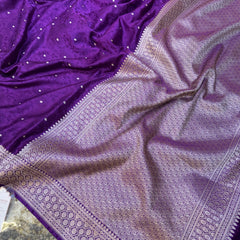 Purple Wine Mashru Silk Jamawar Banarasi Saree