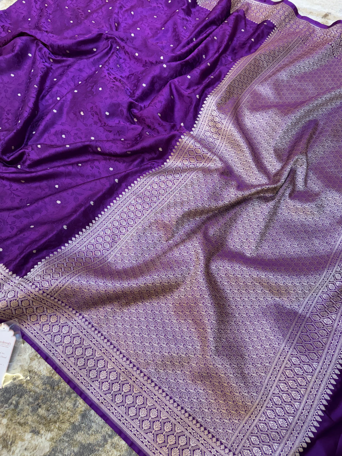 Purple Wine Mashru Silk Jamawar Banarasi Saree