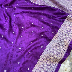 Purple Wine Mashru Silk Jamawar Banarasi Saree