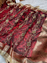 Shahi Vine Pure Tissue Zardozi Handwork Saree