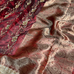 Shahi Vine Pure Tissue Zardozi Handwork Saree