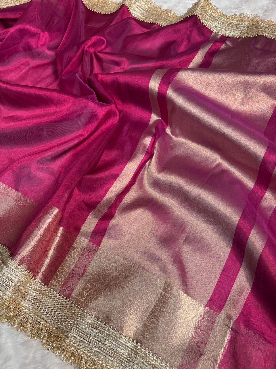 Maharani Tissue Silk Saree – Gulabi Pink