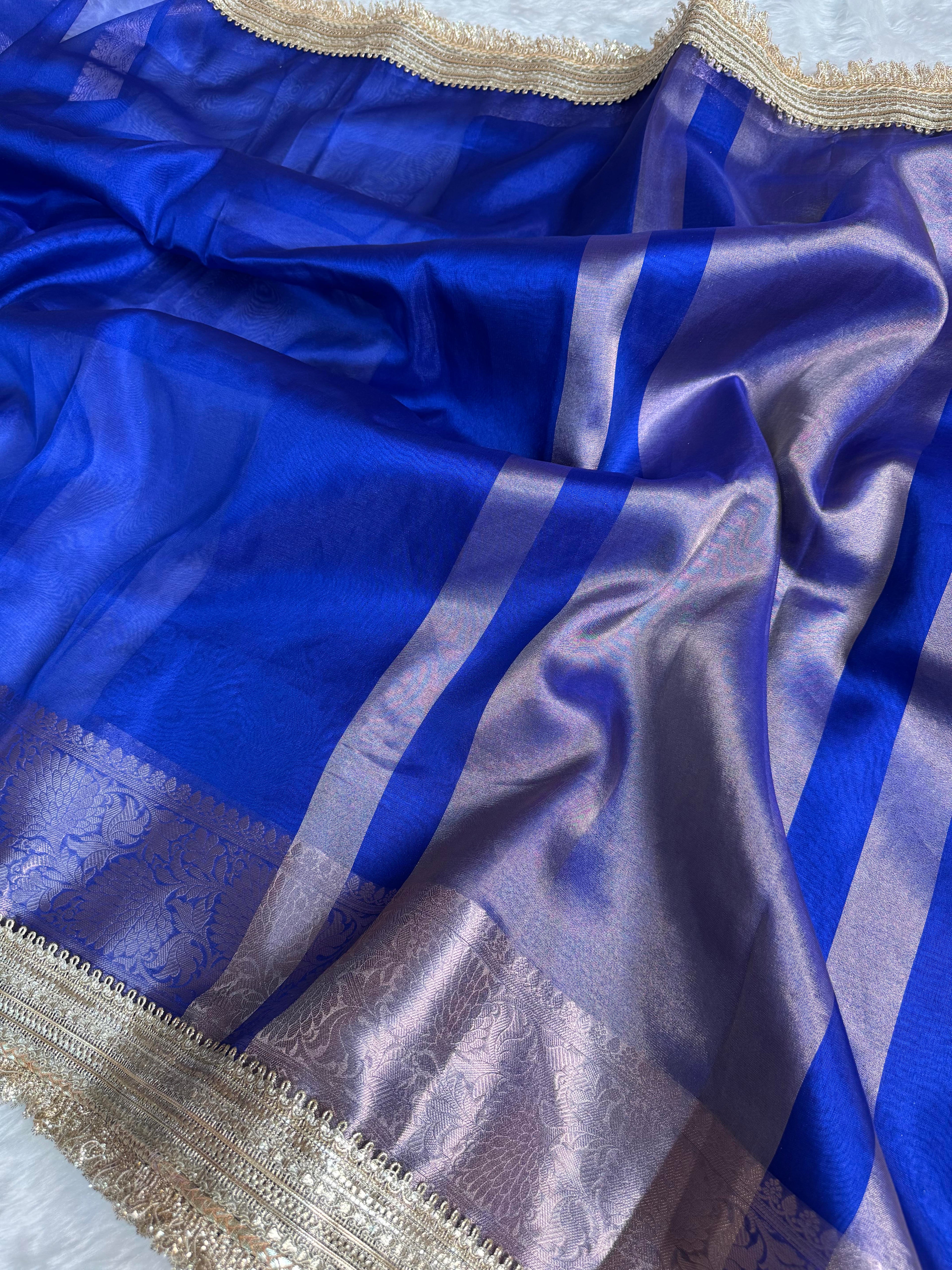 Maharani Tissue Silk Saree – Royal Blue