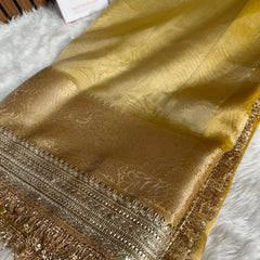 Maharani Tissue Silk Saree – Yellow Gold