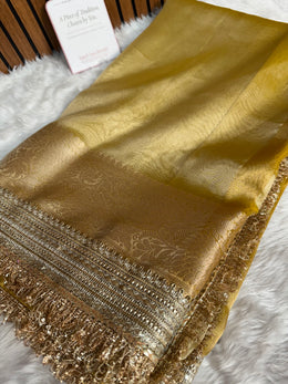 Maharani Tissue Silk Saree – Yellow Gold