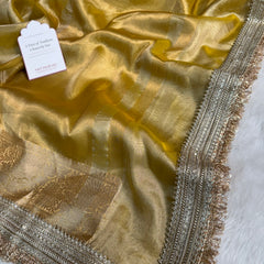 Maharani Tissue Silk Saree – Yellow Gold