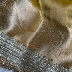 Maharani Tissue Silk Saree – Yellow Gold