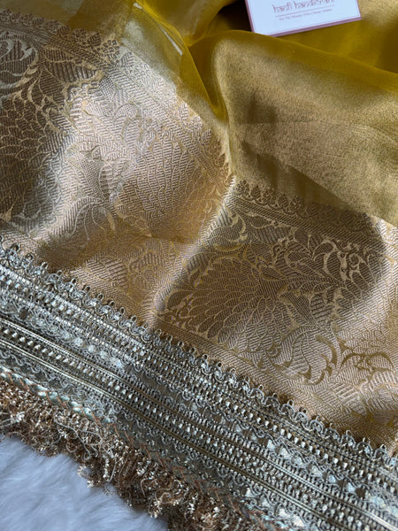 Maharani Tissue Silk Saree – Yellow Gold
