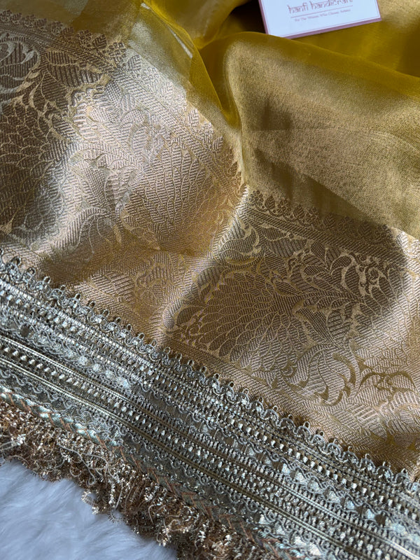 Maharani Tissue Silk Saree – Yellow Gold