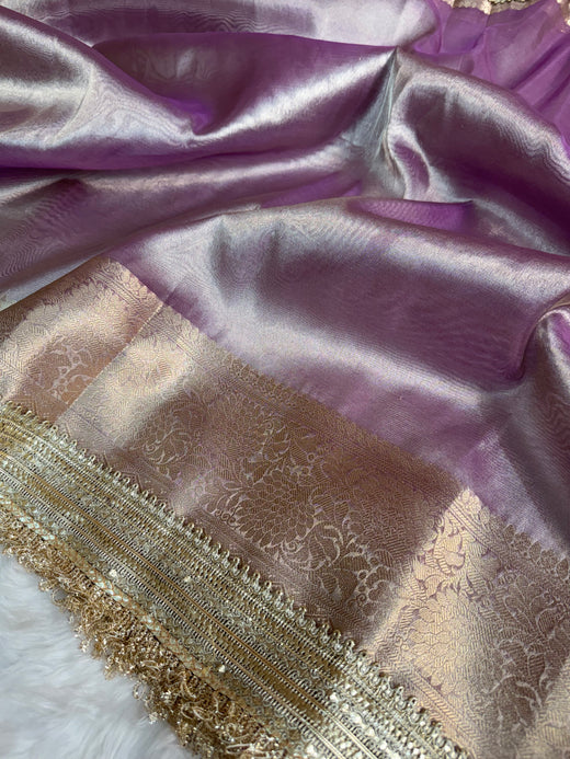 Maharani Tissue Silk Saree – Lilac Purple