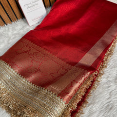 Maharani Tissue Silk Saree – Bold Red