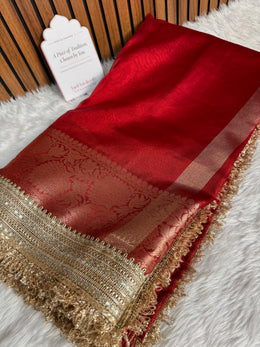 Maharani Tissue Silk Saree – Bold Red