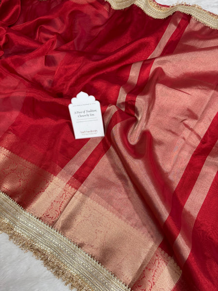 Maharani Tissue Silk Saree – Bold Red