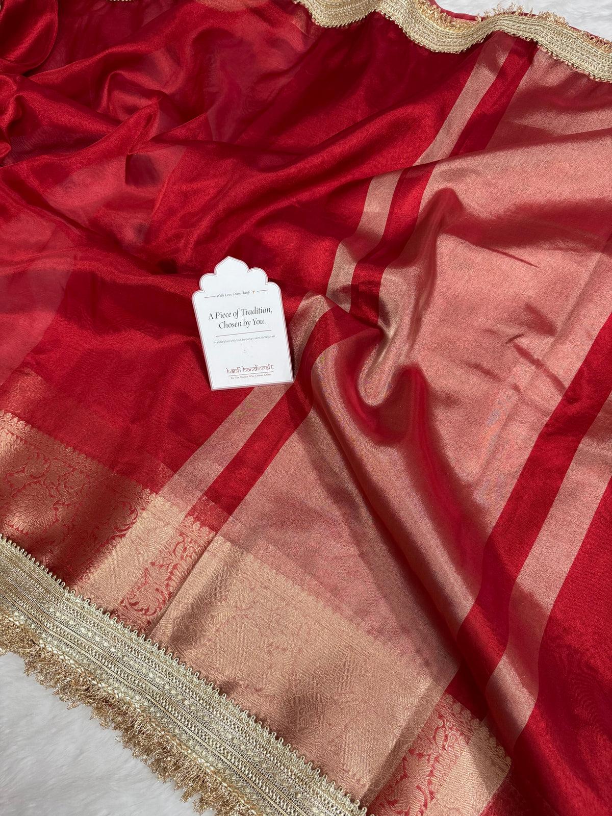 Maharani Tissue Silk Saree – Bold Red