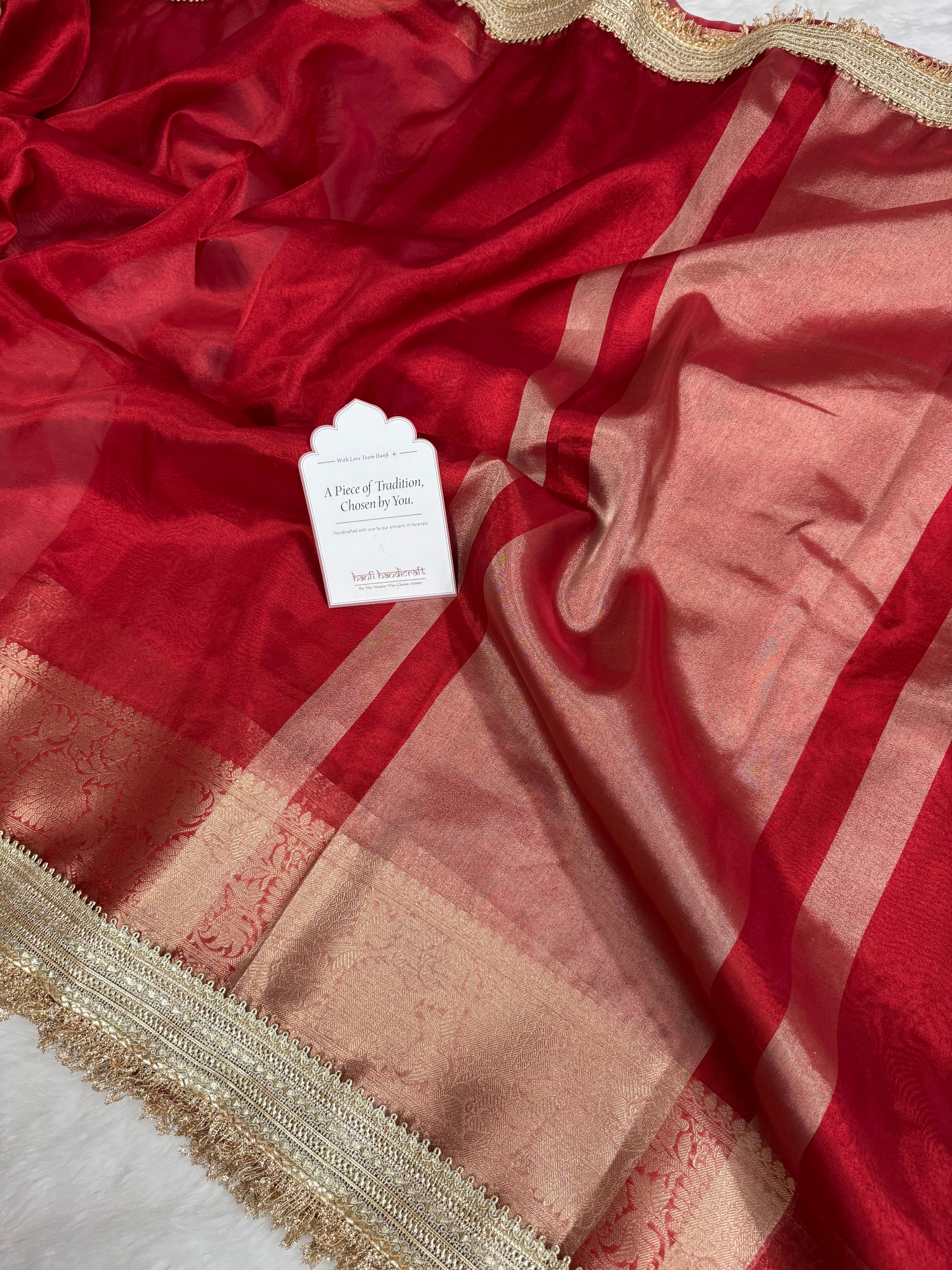 Maharani Tissue Silk Saree – Bold Red