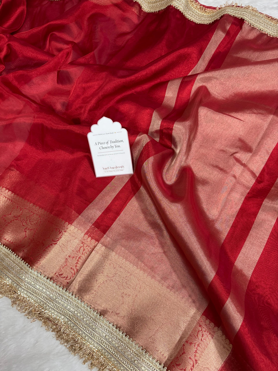 Maharani Tissue Silk Saree – Bold Red