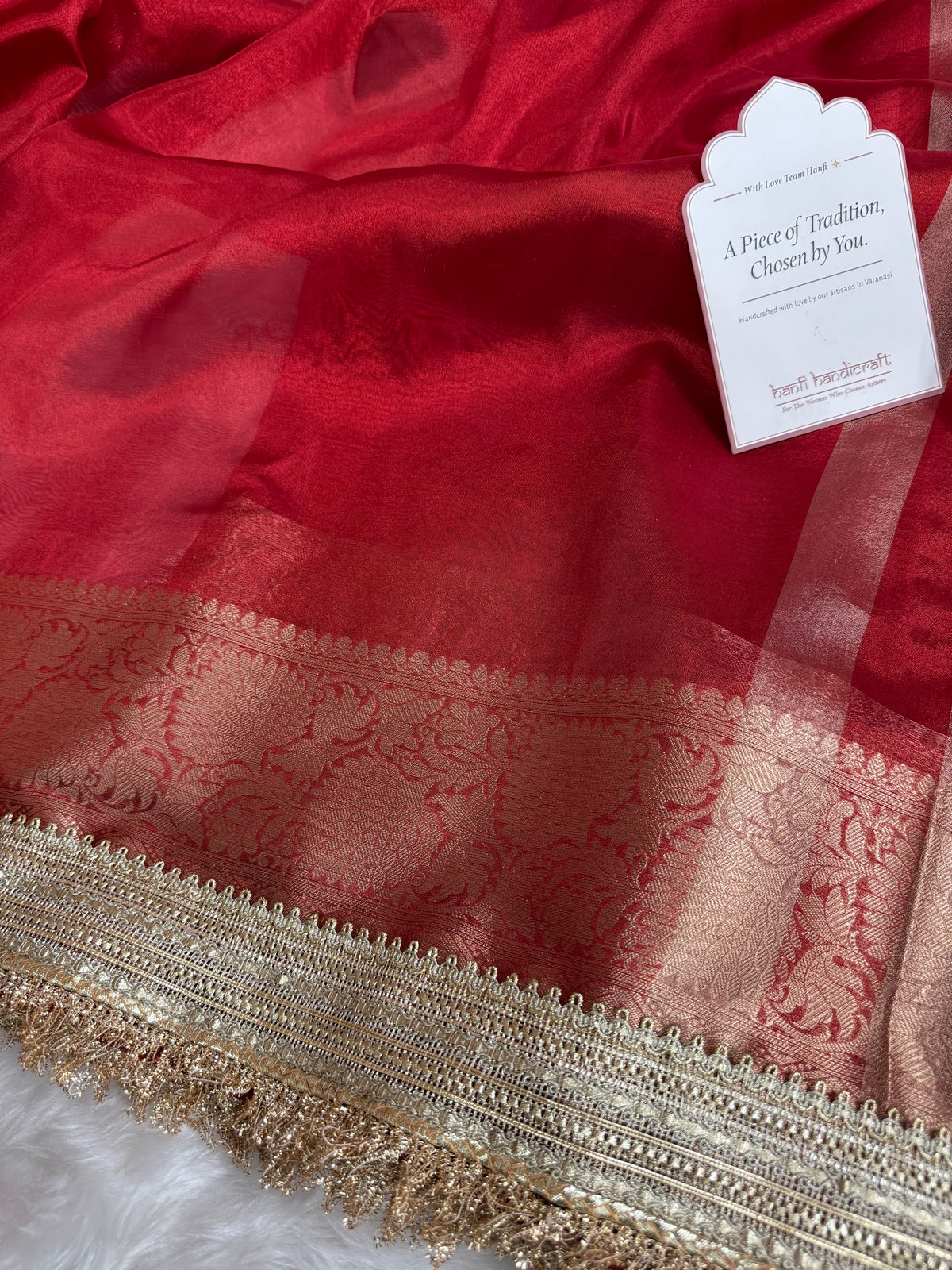 Maharani Tissue Silk Saree – Bold Red