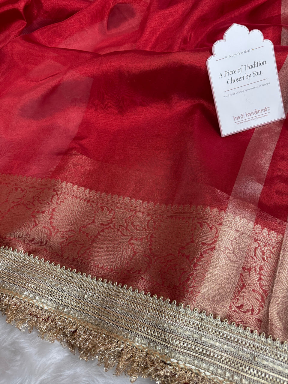 Maharani Tissue Silk Saree – Bold Red