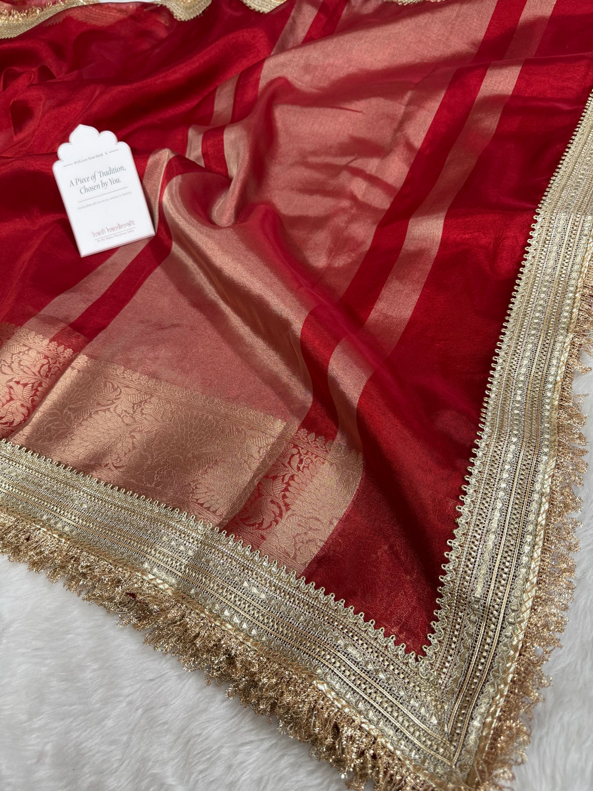 Maharani Tissue Silk Saree – Bold Red