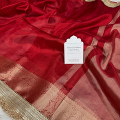Maharani Tissue Silk Saree – Bold Red