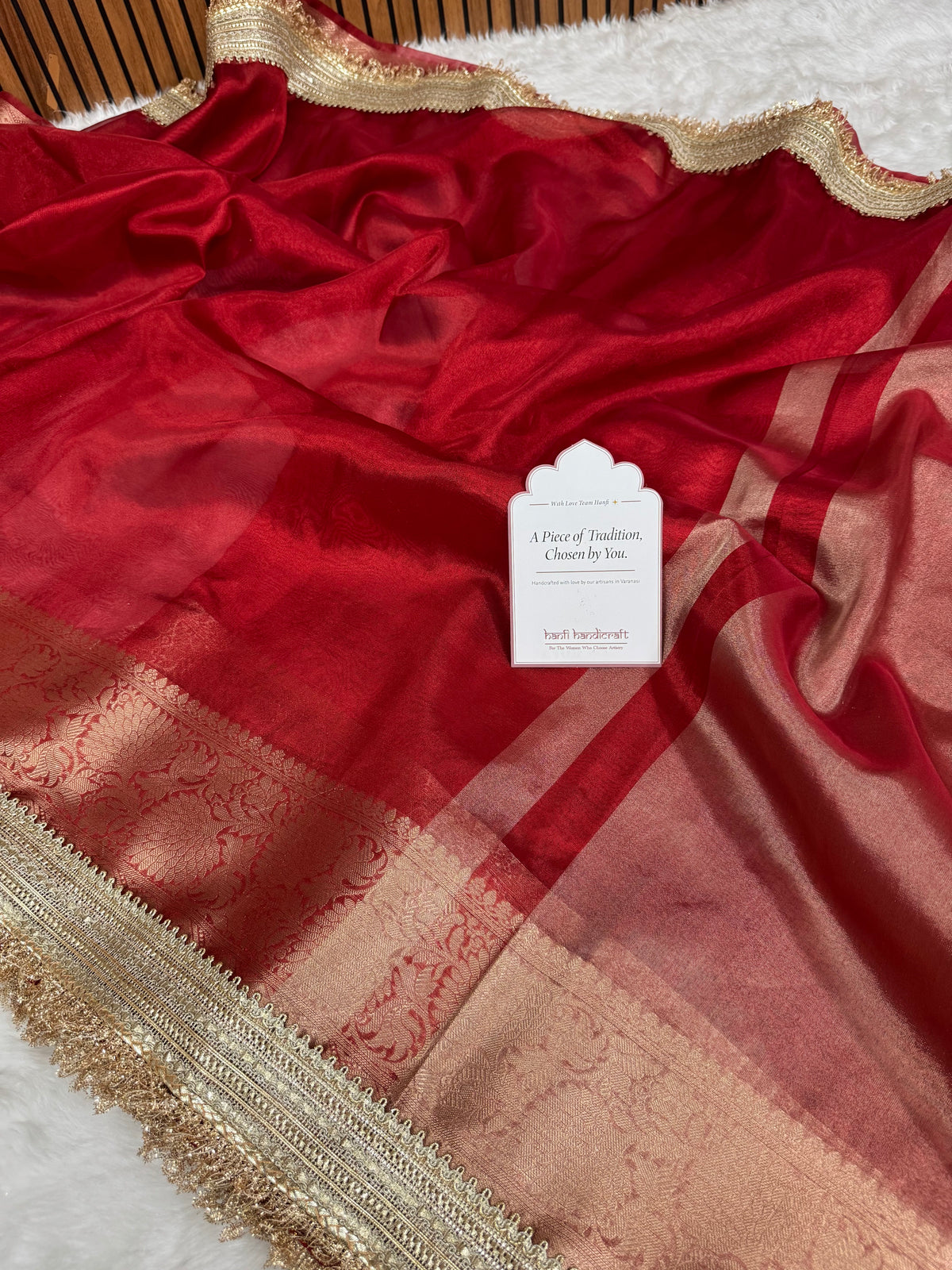 Maharani Tissue Silk Saree – Bold Red