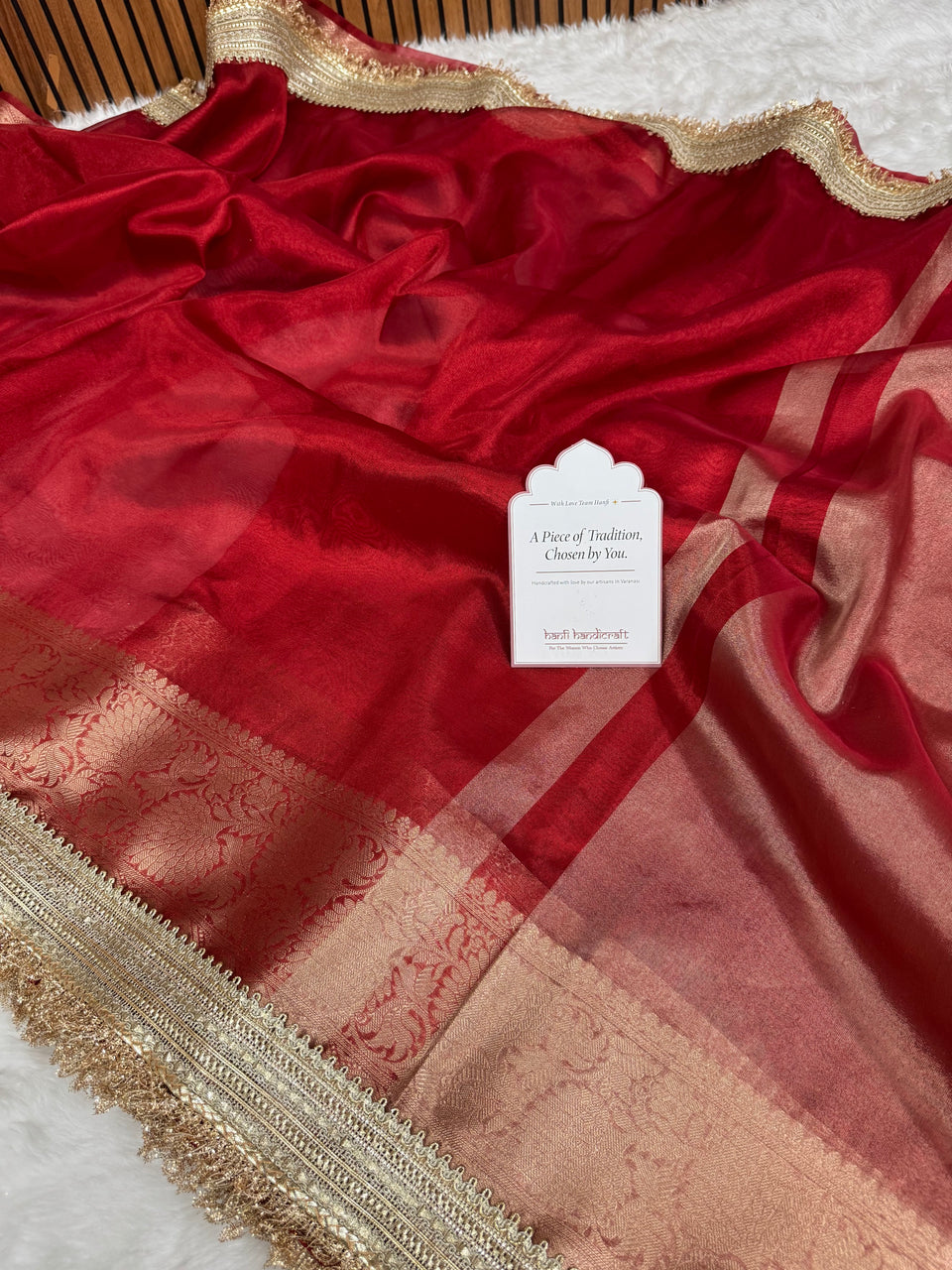 Maharani Tissue Silk Saree – Bold Red