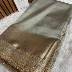 Maharani Tissue Silk Saree – Moonlit Grey