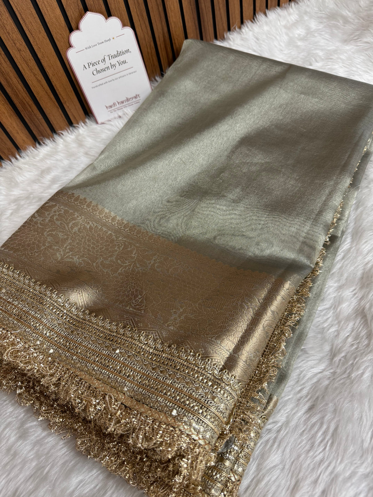 Maharani Tissue Silk Saree – Moonlit Grey