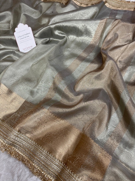 Maharani Tissue Silk Saree – Moonlit Grey