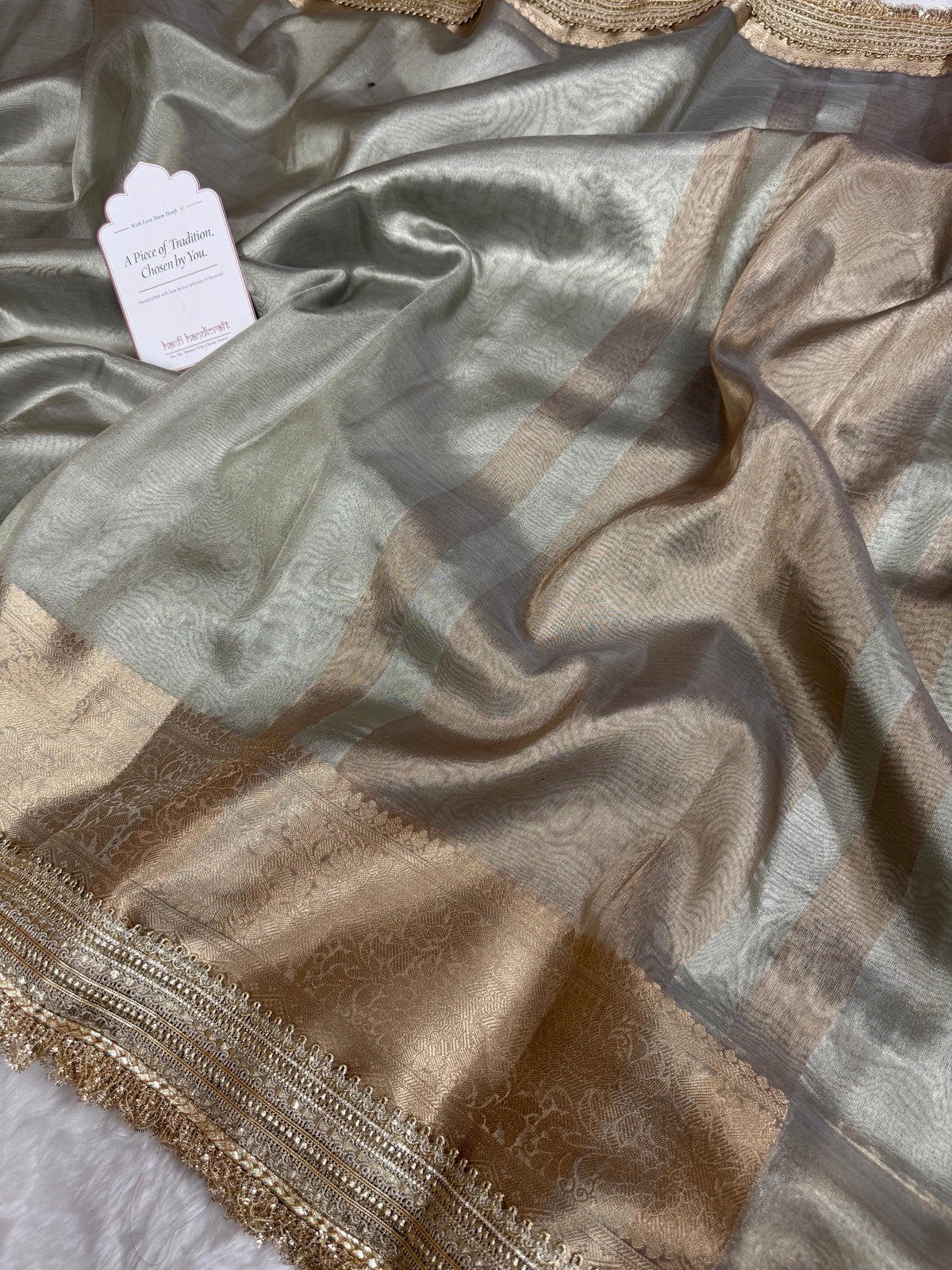 Maharani Tissue Silk Saree – Moonlit Grey