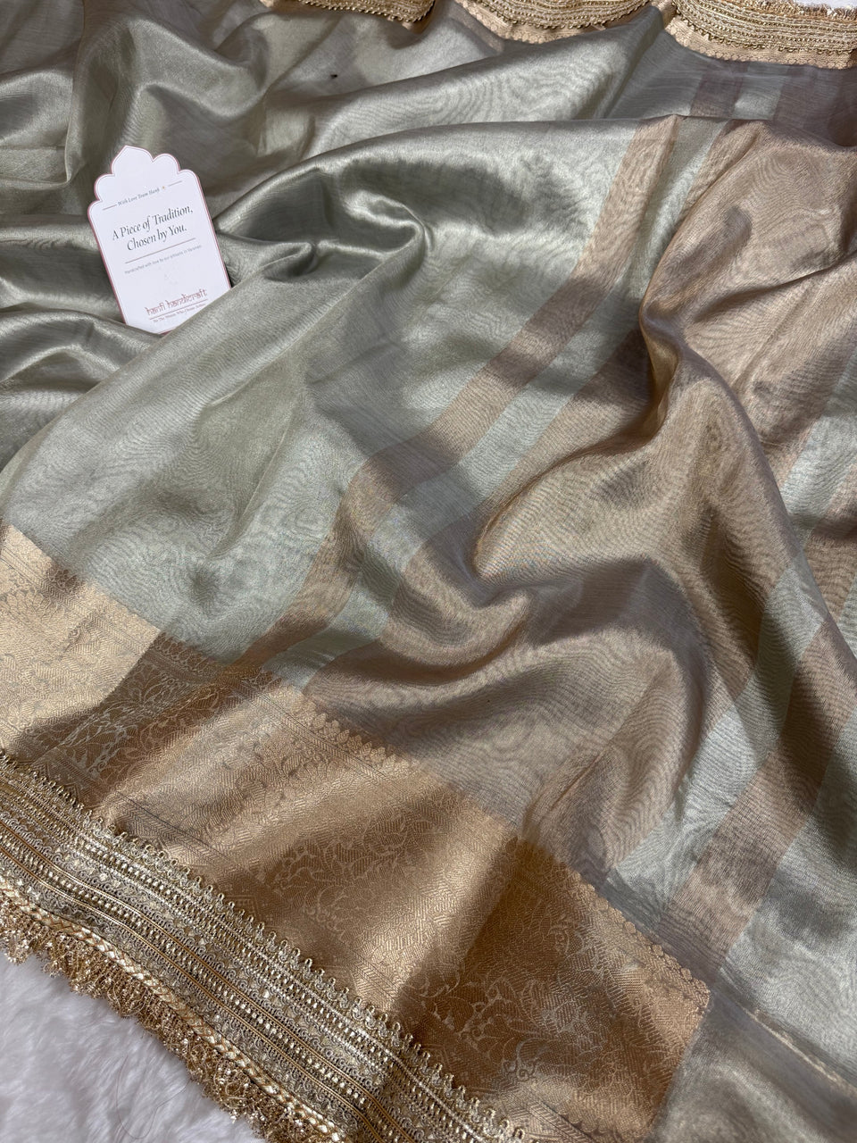 Maharani Tissue Silk Saree – Moonlit Grey