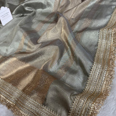 Maharani Tissue Silk Saree – Moonlit Grey