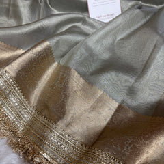 Maharani Tissue Silk Saree – Moonlit Grey