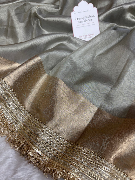 Maharani Tissue Silk Saree – Moonlit Grey