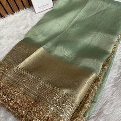 Maharani Tissue Silk Saree – Sea Green