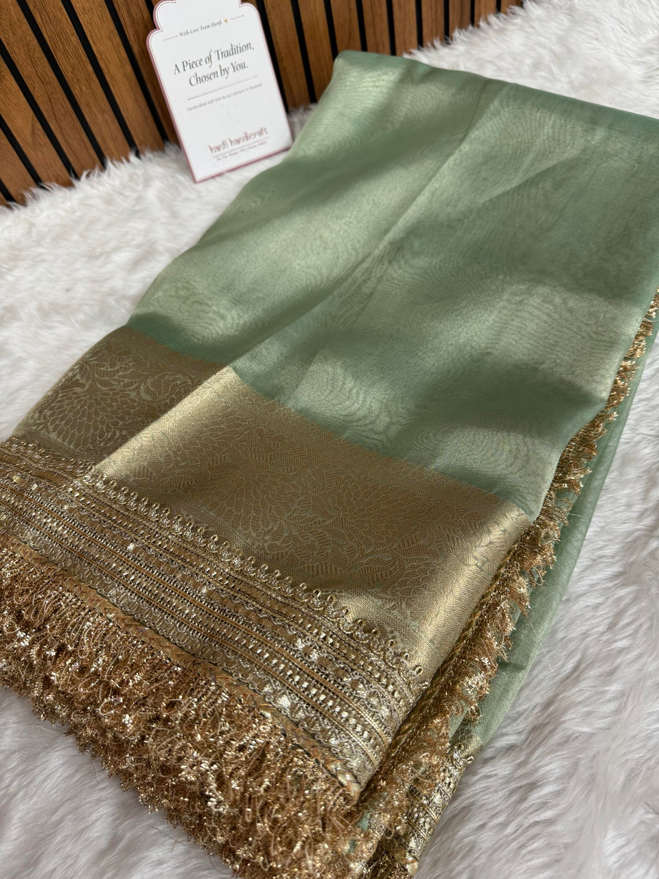 Maharani Tissue Silk Saree – Sea Green