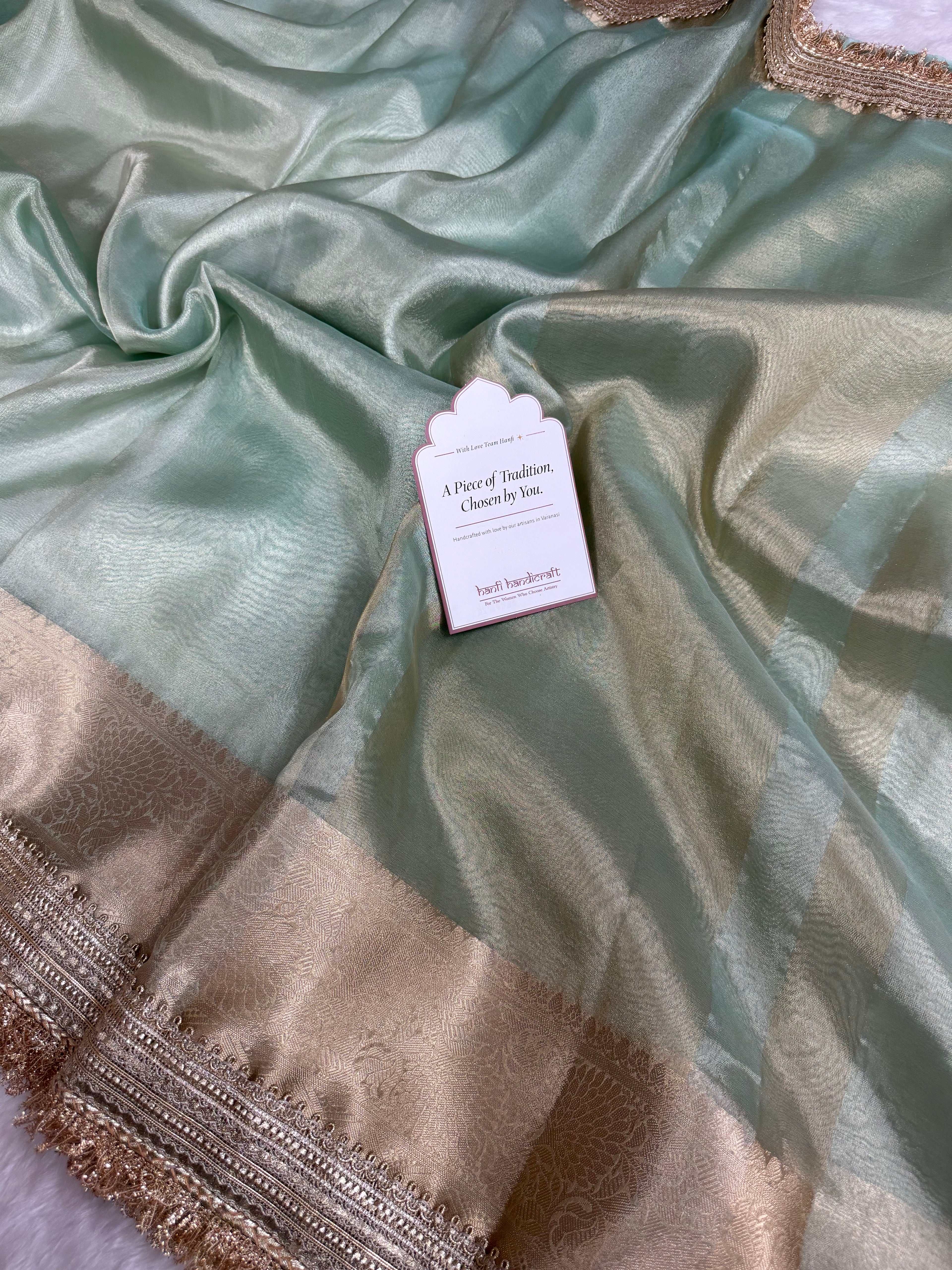 Maharani Tissue Silk Saree – Sea Green