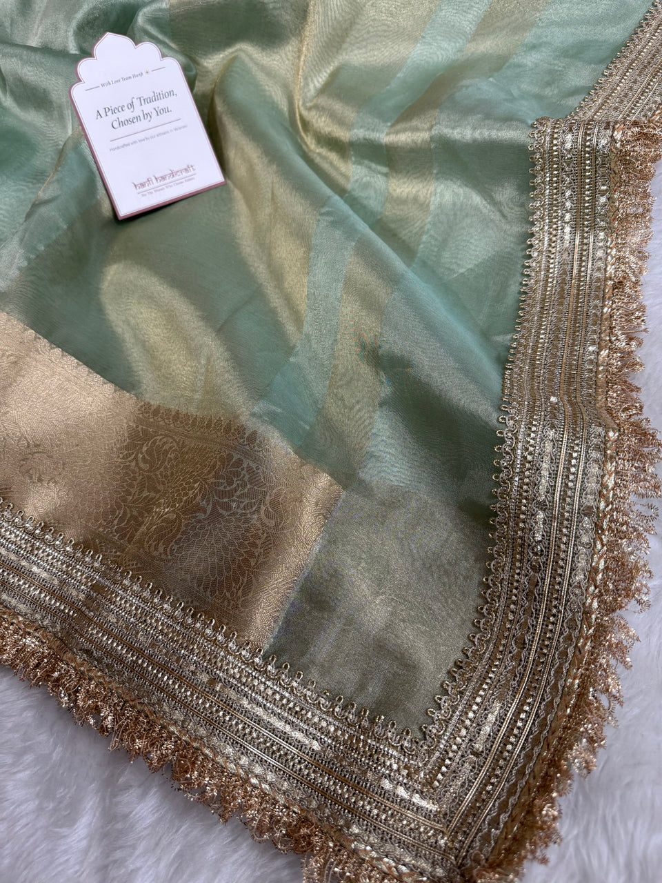 Maharani Tissue Silk Saree – Sea Green