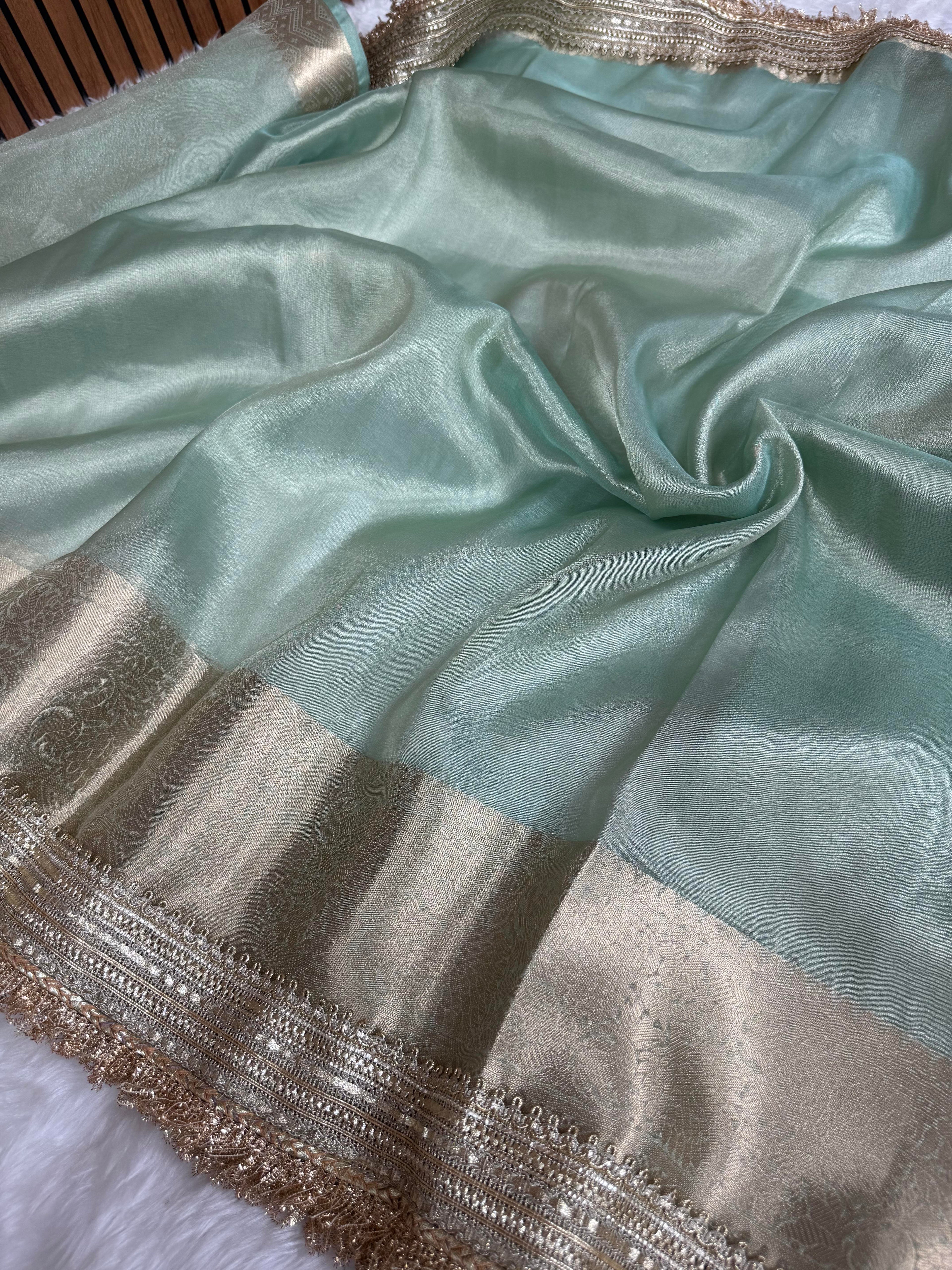 Maharani Tissue Silk Saree – Sea Green