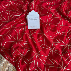 Deep Red Lightweight Chinon Saree with Sequence work