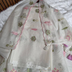 Mehr Mul Chanderi Suit Un-stitched – Blush Meadow