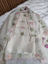 Mehr Mul Chanderi Suit Un-stitched – Blush Meadow