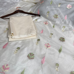 Mehr Mul Chanderi Suit Un-stitched – Blush Meadow