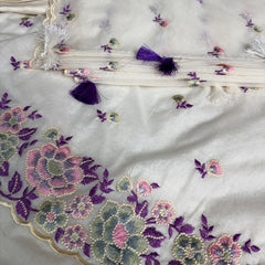 Mehr Mul Chanderi Suit Un-stitched – Violet Blossom
