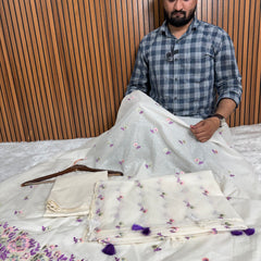 Mehr Mul Chanderi Suit Un-stitched – Violet Blossom