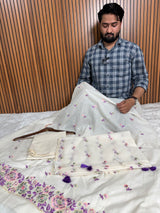 Mehr Mul Chanderi Suit Un-stitched – Violet Blossom