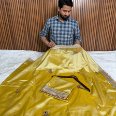 Golden Glow Gemstone Maharani Hand-work Designer Saree