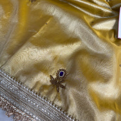 Golden Glow Gemstone Maharani Hand-work Designer Saree
