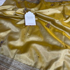 Golden Glow Gemstone Maharani Hand-work Designer Saree