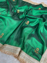 Emerald Green Gemstone Maharani Hand-work Designer Saree